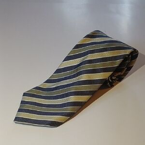 Classic Navy and Gold Striped Men's Tie